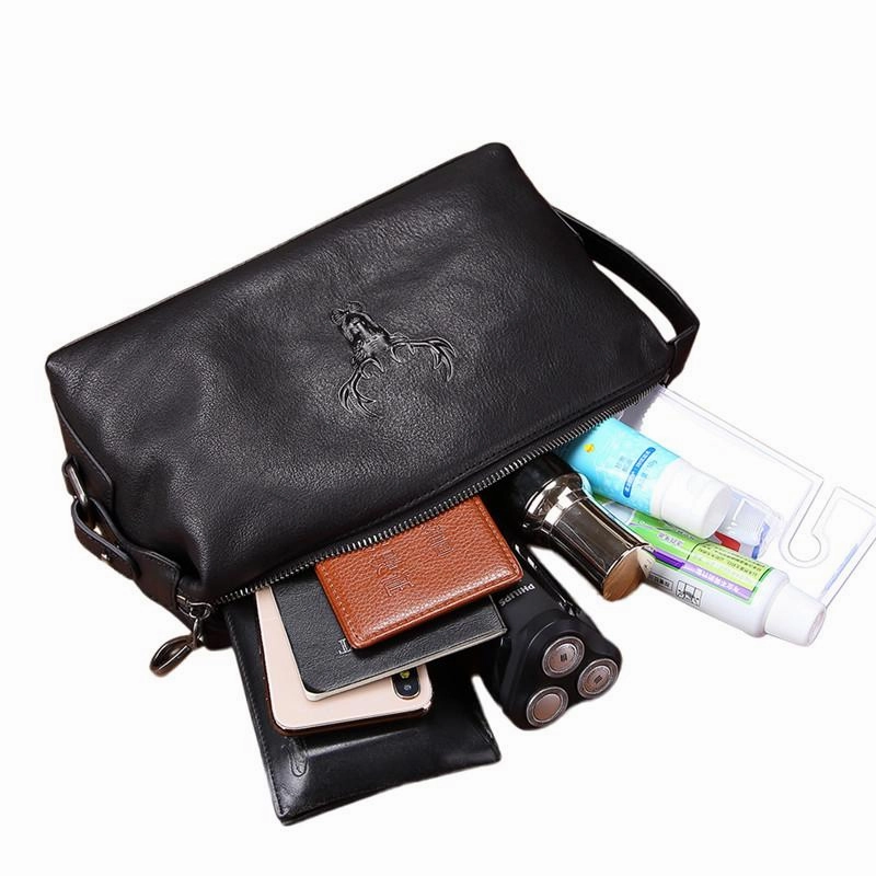 Cool Brown Black Leather Men's Clutch Bag Clutch Purse Business Handbag For Men