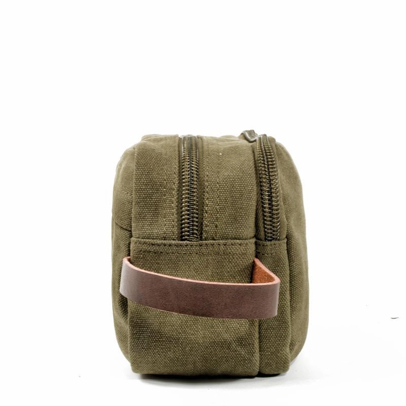 Cool Canvas Leather Mens Black Clutch Bag Mini Green Phone Bag Wristlet Bag For Men