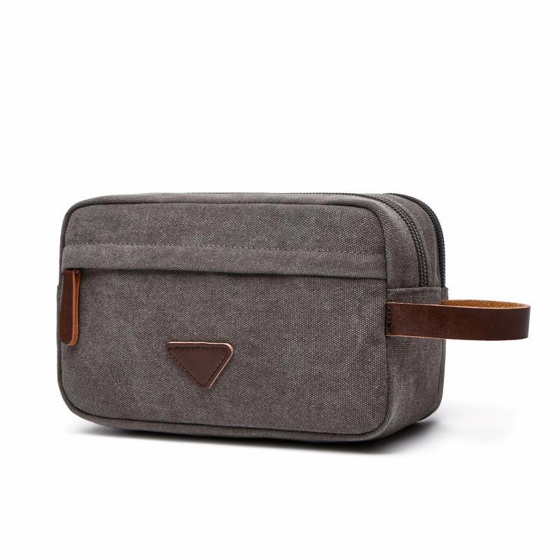 Cool Canvas Leather Mens Black Clutch Bag Mini Green Phone Bag Wristlet Bag For Men
