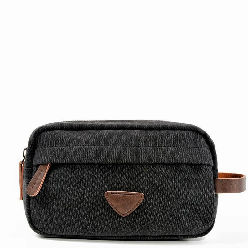 Cool Canvas Leather Mens Black Clutch Bag Mini Green Phone Bag Wristlet Bag For Men