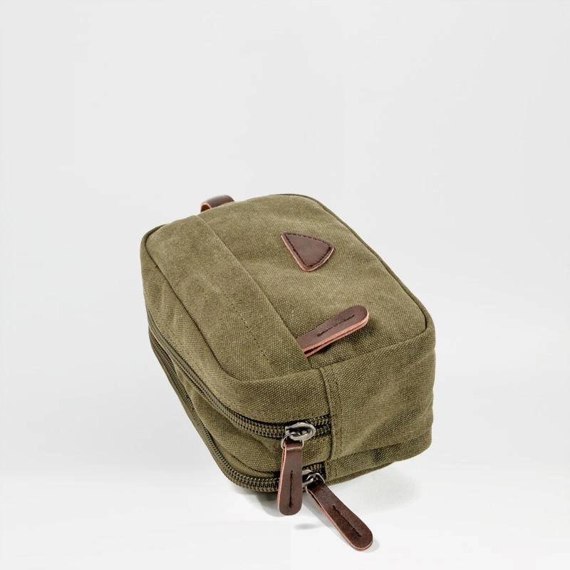 Cool Canvas Leather Mens Black Clutch Bag Mini Green Phone Bag Wristlet Bag For Men