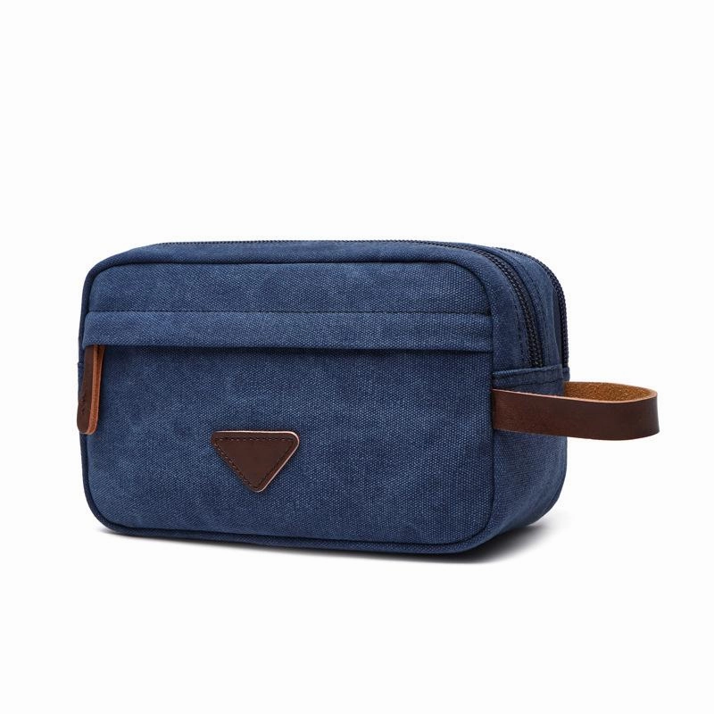 Cool Canvas Leather Mens Black Clutch Bag Mini Green Phone Bag Wristlet Bag For Men