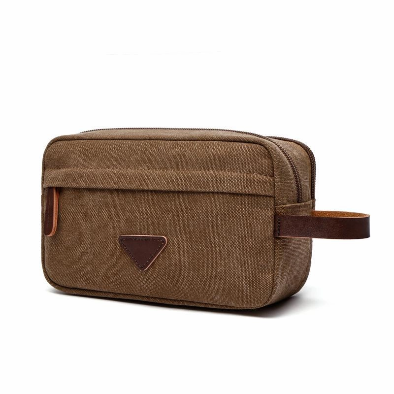 Cool Canvas Leather Mens Black Clutch Bag Mini Green Phone Bag Wristlet Bag For Men