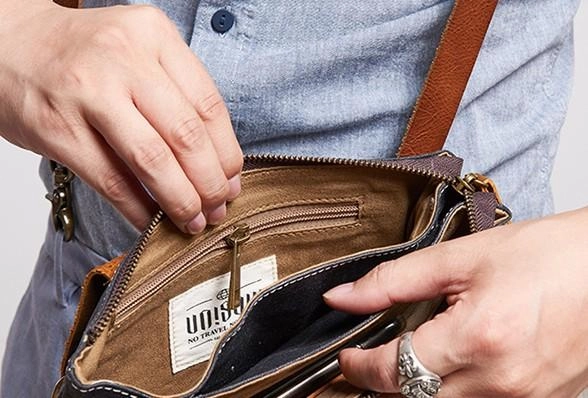 Cool Canvas Leather Mens Clutch Wallet Zipper Wristlet Bag Purse for Men