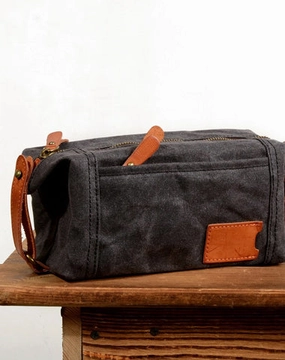 Cool Canvas Leather Mens Large Clutch Bag Handbag Storage Bag Wash Bag For Men