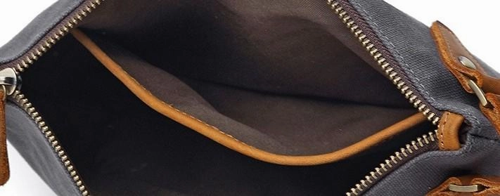 Cool Canvas Leather Mens Wristlet Bag Vintage Clutch Zipper Bag for Men