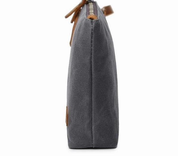 Cool Canvas Leather Mens Wristlet Bag Vintage Clutch Zipper Bag for Men