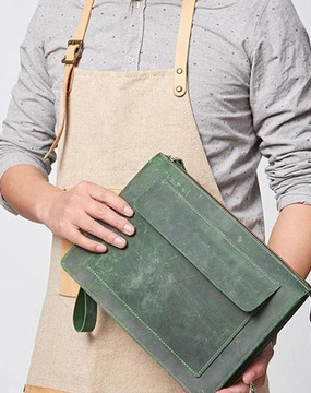 Cool Leather Large Mens Wristlet Bag Vintage Clutch Zipper Bag for Men
