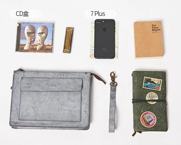 Cool Leather Large Mens Wristlet Bag Vintage Clutch Zipper Bag for Men