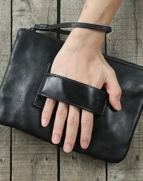 Cool Leather large wristlet wallet leather men zipper clutch wallet for men