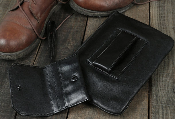 Cool Leather large wristlet wallet leather men zipper clutch wallet for men