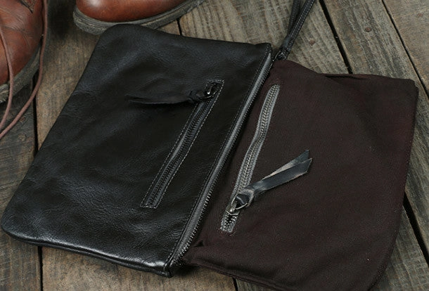 Cool Leather large wristlet wallet leather men zipper clutch wallet for men