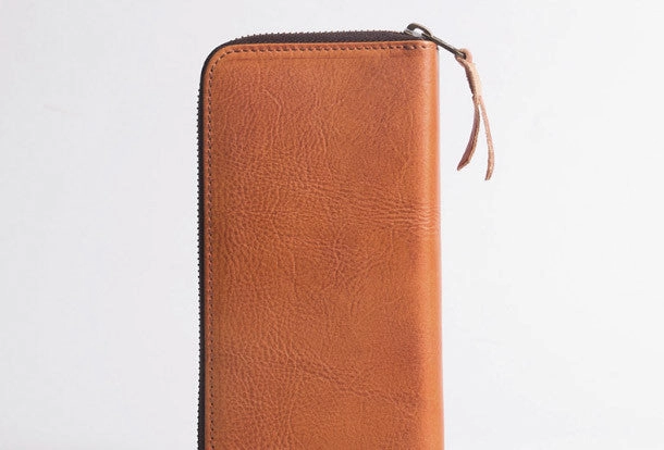 Cool Leather mens bifold long wallet leather zipper clutch wallet for men