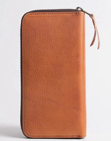 Cool Leather mens bifold long wallet leather zipper clutch wallet for men
