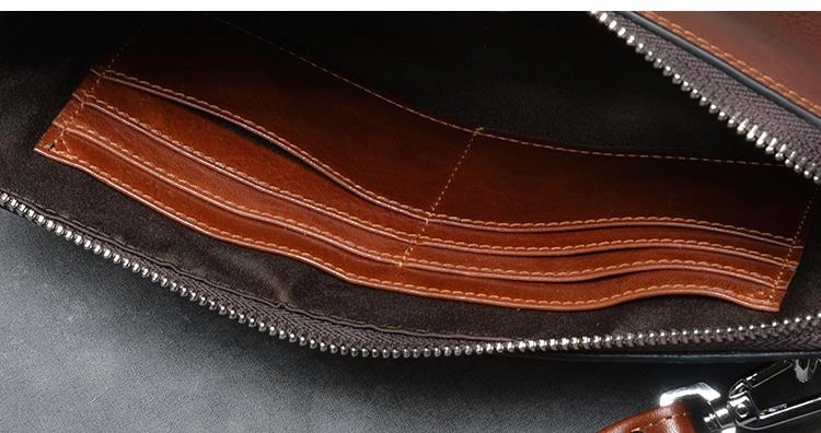 Cool Leather Mens Brown Business Clutch Bag Black Long Wallet For Men
