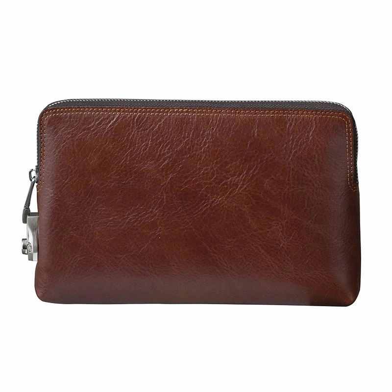 Cool Leather Mens Brown Business Clutch Bag Black Long Wallet For Men