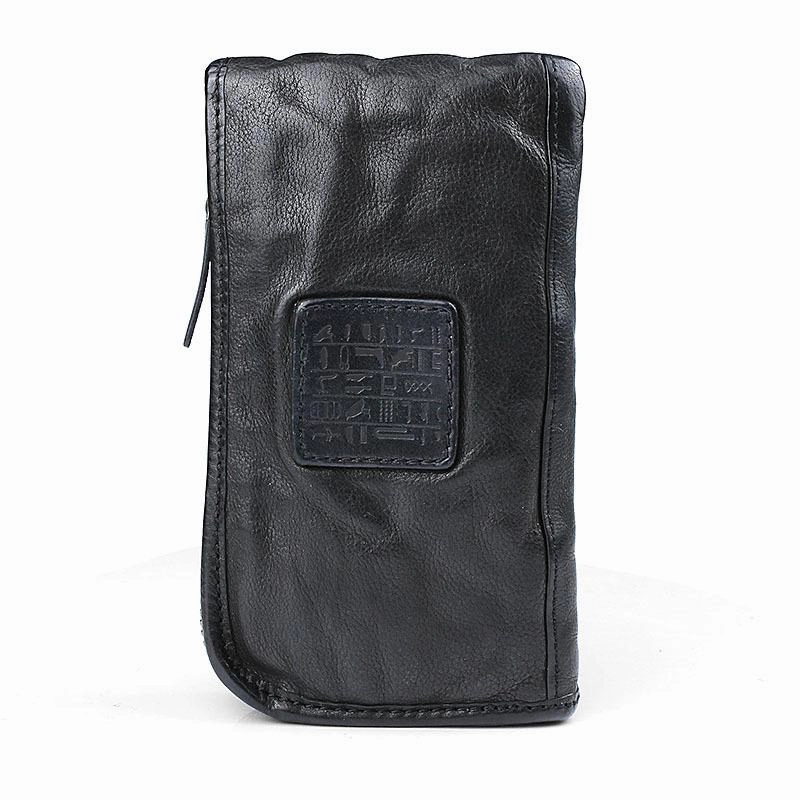 Cool Leather Mens Brown Long Chain Wallet Black Wristlet Wallet Black Clutch Wallet for Men