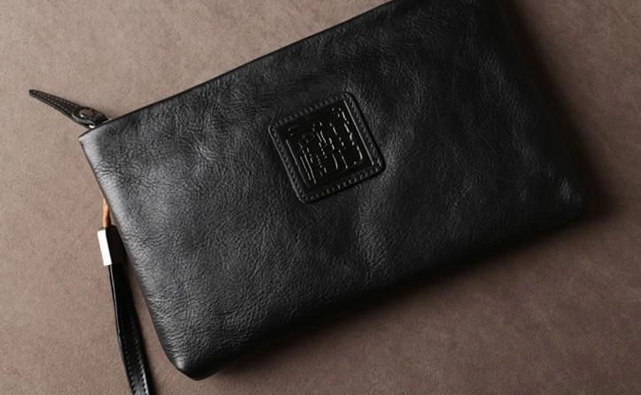 Cool Leather Mens Clutch Wallet Zipper Clutch Wallet Wristlet Wallet for Men