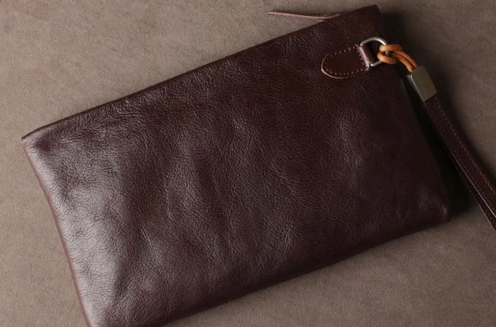 Cool Leather Mens Clutch Wallet Zipper Clutch Wallet Wristlet Wallet for Men