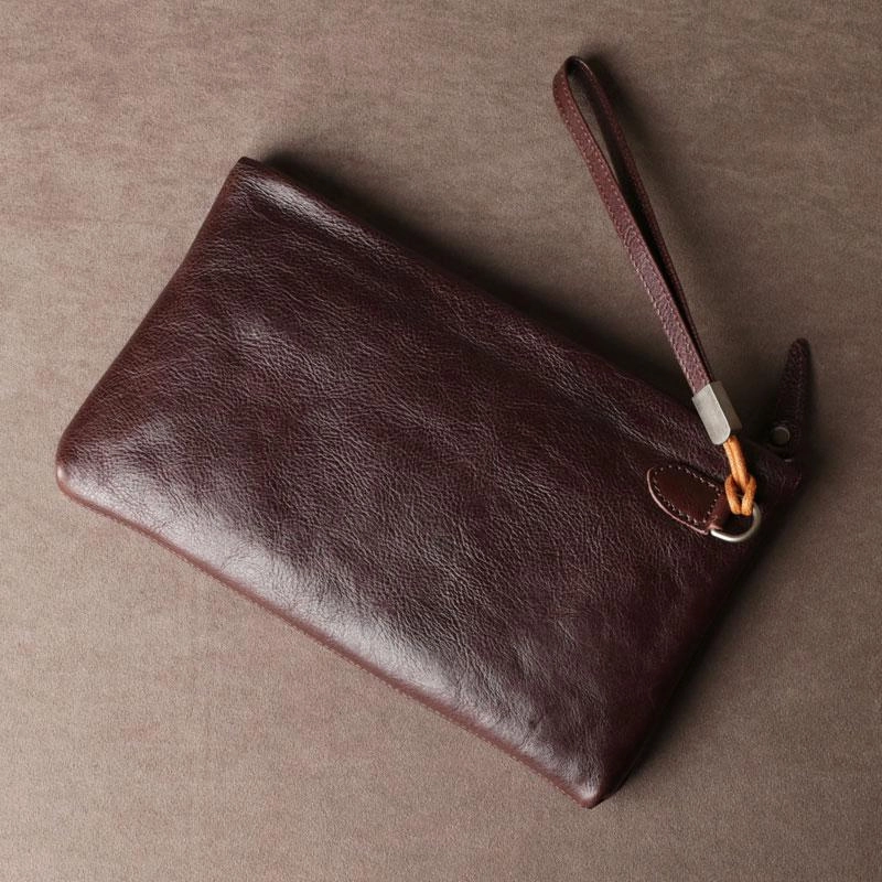 Cool Leather Mens Clutch Wallet Zipper Clutch Wallet Wristlet Wallet for Men