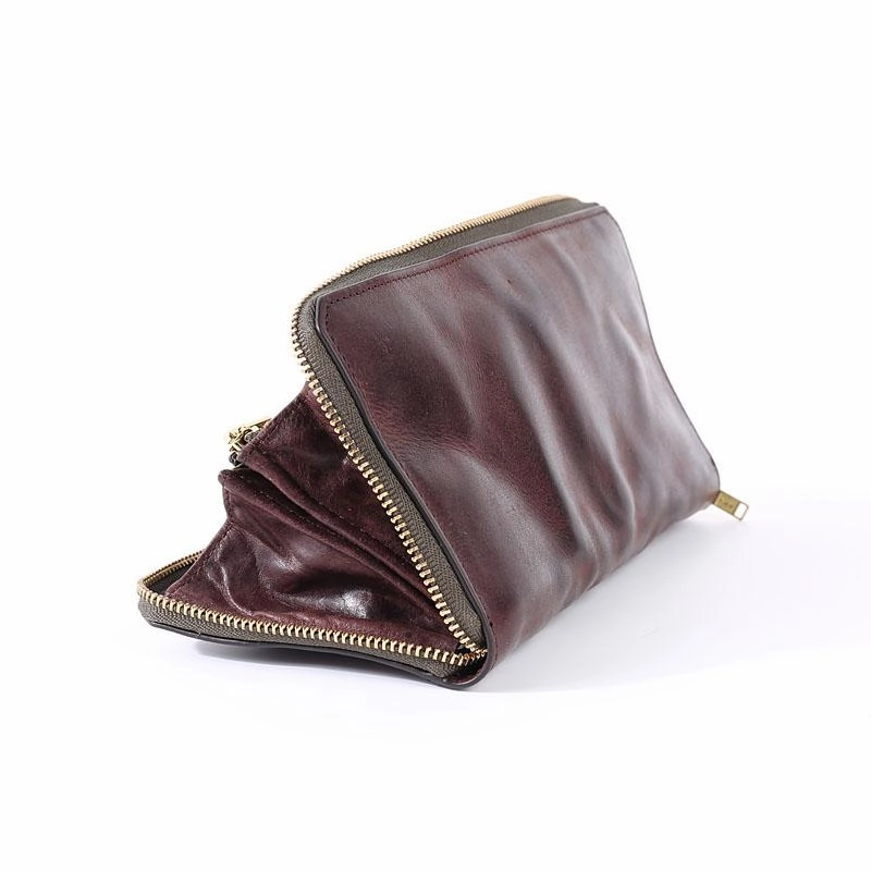 Cool Leather Mens Coffee Long Wallet Zipper Clutch Bag Phone Wallet Long Wallet For Men