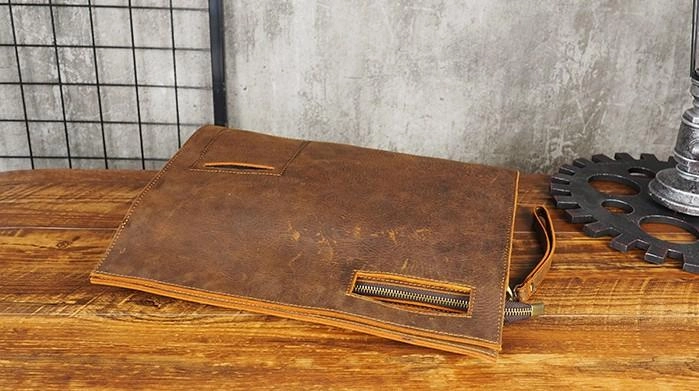 Cool Leather Mens Leather Large Clutch Wristlet Bag Shoulder Bag Side Bag for Men