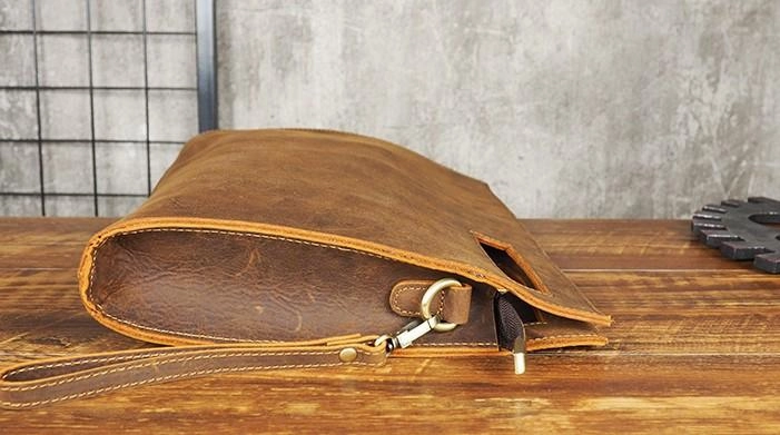 Cool Leather Mens Leather Large Clutch Wristlet Bag Shoulder Bag Side Bag for Men