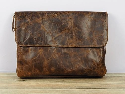 Cool Leather Mens Small Side Bag 11inch Clutch Purse Bag Messenger Bag for Men