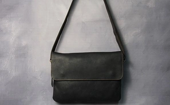 Cool Leather Mens Small Side Bag 11inch Clutch Purse Bag Messenger Bag for Men