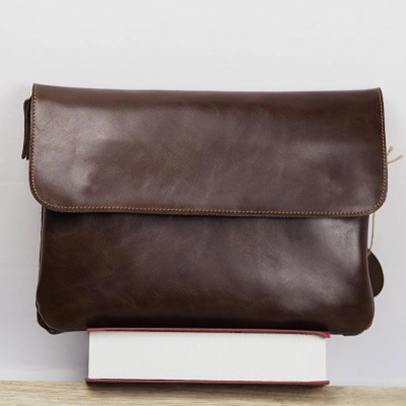 Cool Leather Mens Small Side Bag 11inch Clutch Purse Bag Messenger Bag for Men