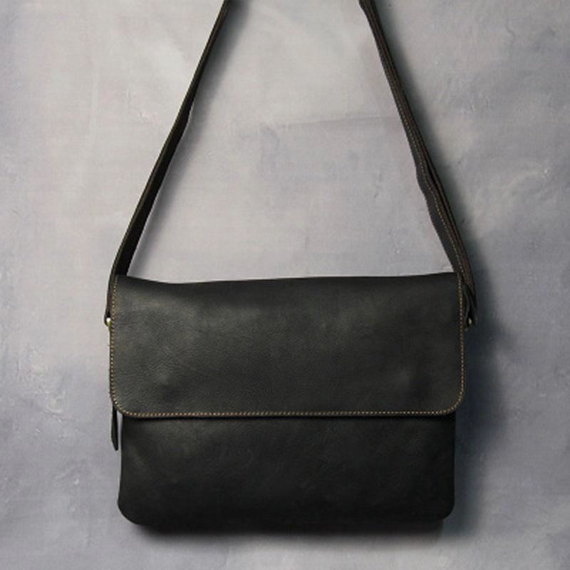 Cool Leather Mens Small Side Bag 11inch Clutch Purse Bag Messenger Bag for Men