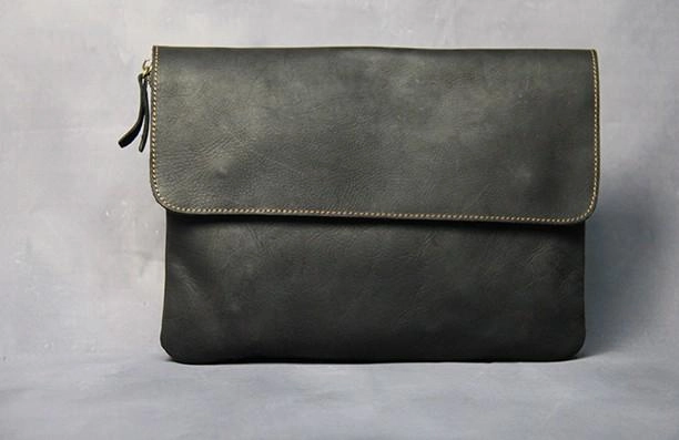 Cool Leather Mens Small Side Bag 11inch Clutch Purse Bag Messenger Bag for Men