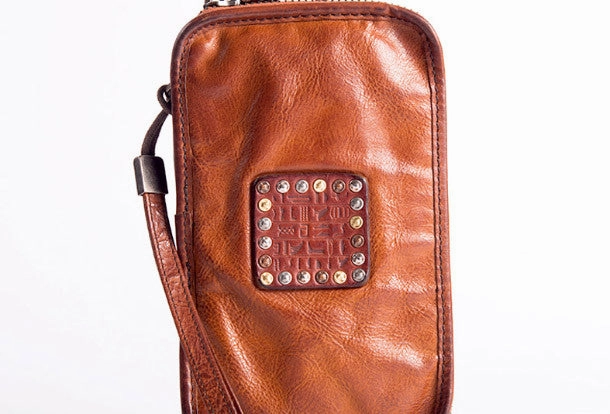 Cool Leather mens wirstlet long wallet leather wristlet zipper clutch wallet for men
