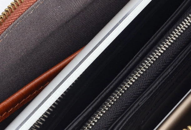 Cool leather mens Wristlet Wallet long wallet zipper clutch wallet for men