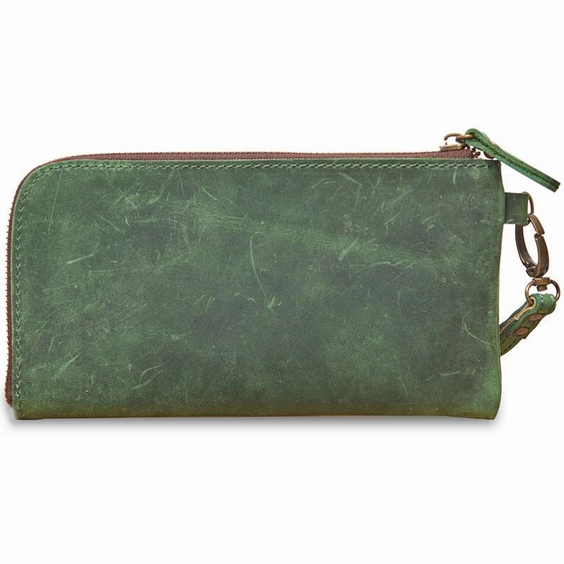 Cool Leather Mens Wristlet Wallet Vintage Clutch Zipper Wallet for Men