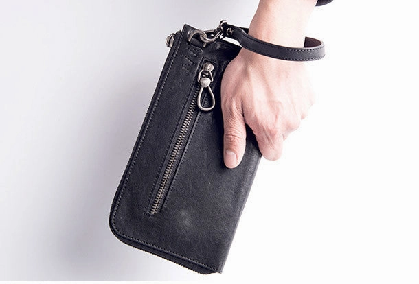 Cool leather mens Wristlet Wallets long wallet zipper clutch wallet for men