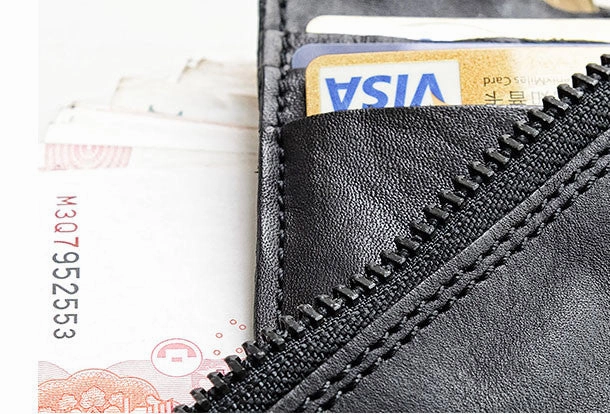 Cool Mens Leather long wallet for men zipper clutch vintage wallet for men