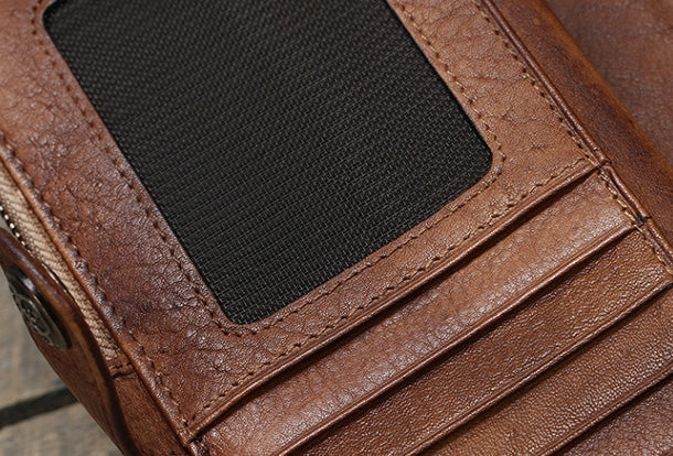 Cool Mens Leather long wallets zipper Vintage clutch wallet for men