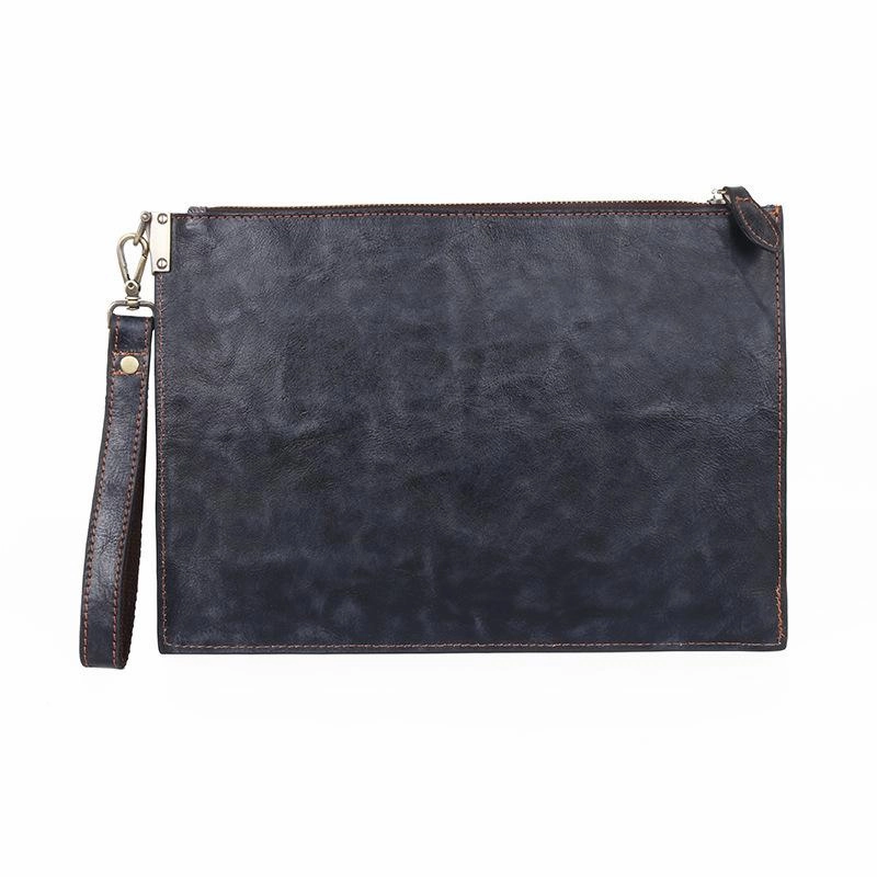 COOL MENS LEATHER ZIPPER LONG CLUTCH WALLETS ZIPPER VINTAGE Brown  Wristlet WALLET FOR MEN