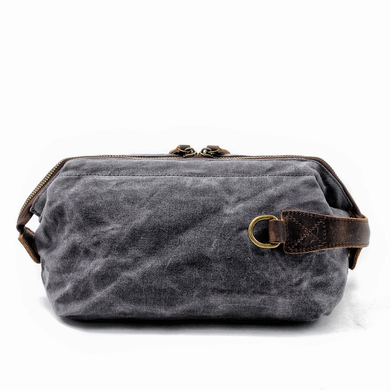 Cool Waxed Canvas Leather Mens Black Clutch Bag Handbag Phone Bag Wash Bag For Men