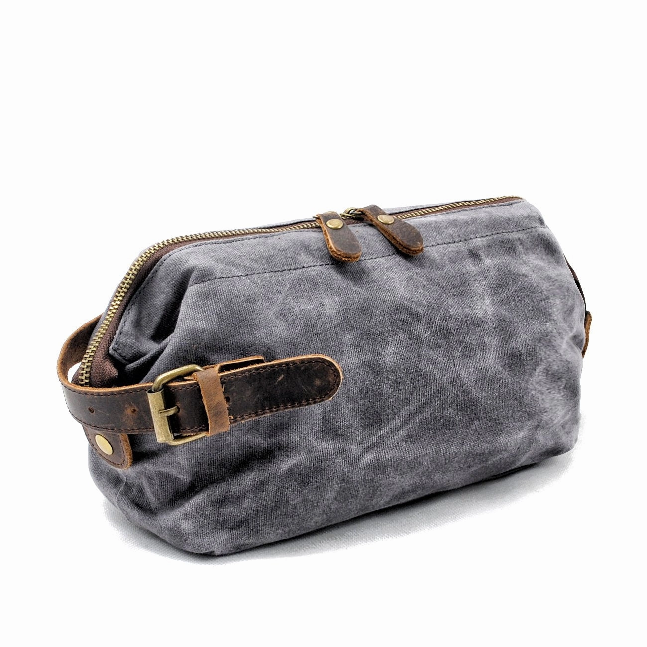 Cool Waxed Canvas Leather Mens Black Clutch Bag Handbag Phone Bag Wash Bag For Men