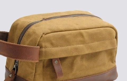 Cool Waxed Canvas Leather Mens Zipper Wristlet Bag Vintage Clutch Zipper Bag for Men