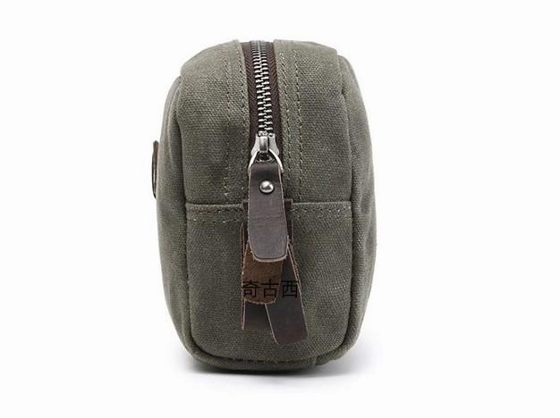 Cool Waxed Canvas Leather Mens Zipper Wristlet Bag Vintage Clutch Zipper Bag for Men