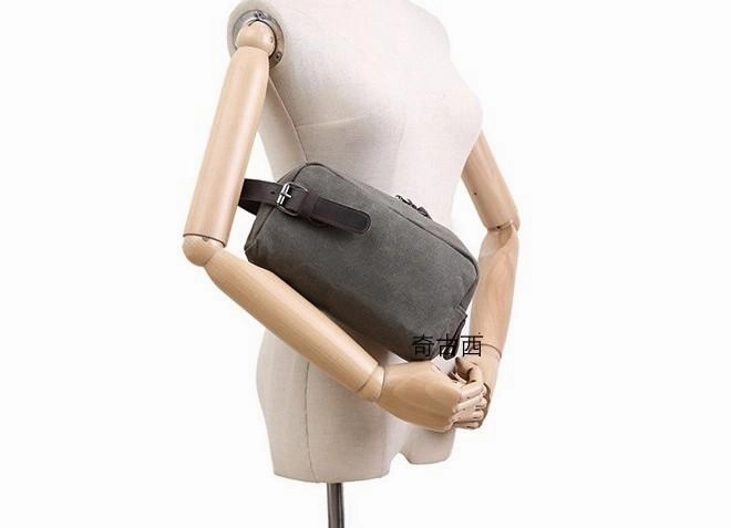 Cool Waxed Canvas Leather Mens Zipper Wristlet Bag Vintage Clutch Zipper Bag for Men