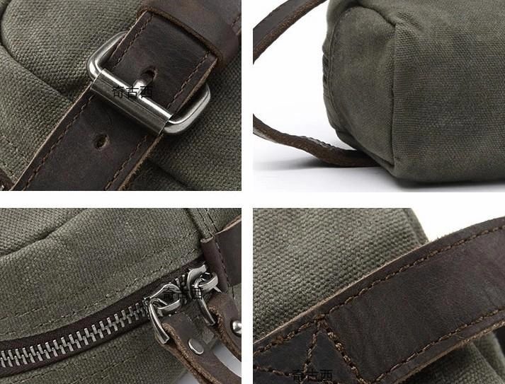 Cool Waxed Canvas Leather Mens Zipper Wristlet Bag Vintage Clutch Zipper Bag for Men