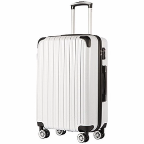 COOLIFE Luggage Expandable(only 28") Suitcase PC ABS Spinner 20in 24in 28in Carry on (White Grid