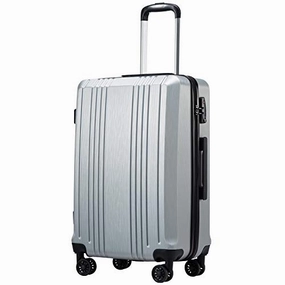 Coolife Luggage Expandable(only 28") Suitcase PC ABS with TSA Lock Spinner 20in 24in 28in (sliver, S(20in_carry on))