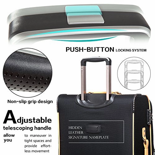Coolife Luggage Expandable Suitcase Spinner Softshell Tsa Lock (S(20In), Black.)