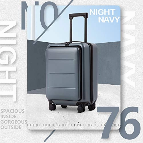 COOLIFE Luggage Suitcase Piece Set Carry On ABS PC Spinner Trolley with Laptop pocket (Night navy, 20in(carry on))