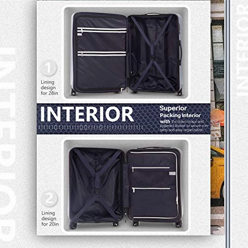 COOLIFE Luggage Suitcase Piece Set Carry On ABS PC Spinner Trolley with Laptop pocket (Night navy, 20in(carry on))